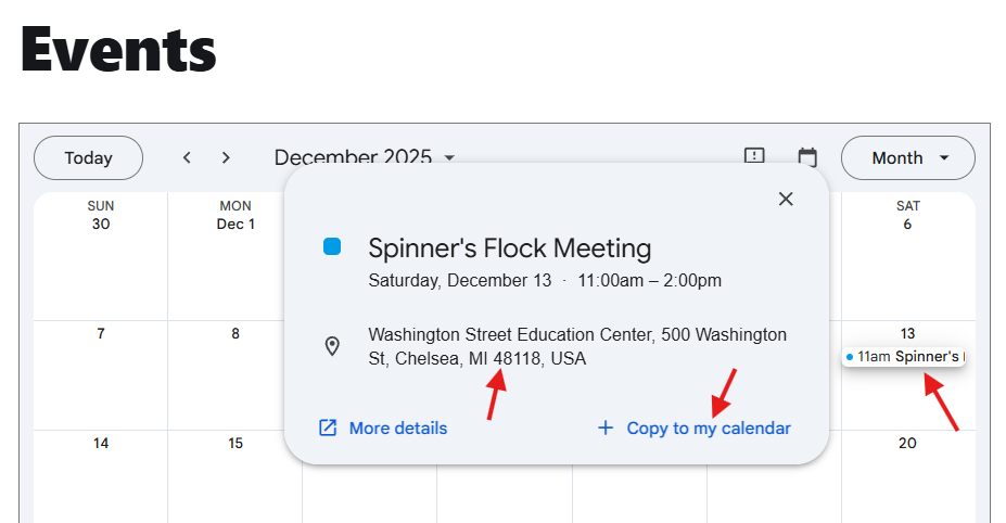 How to Use the Calendar on Our Website