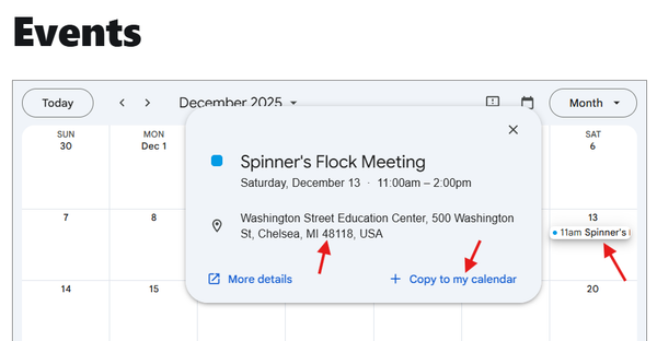 How to Use the Calendar on Our Website